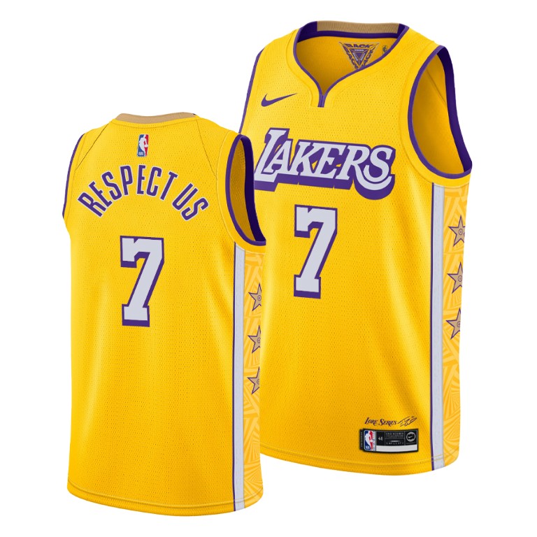 Men's Los Angeles Lakers JaVale McGee #7 NBA Respect US 2020 City Social Justice Gold Basketball Jersey QOV7283TZ